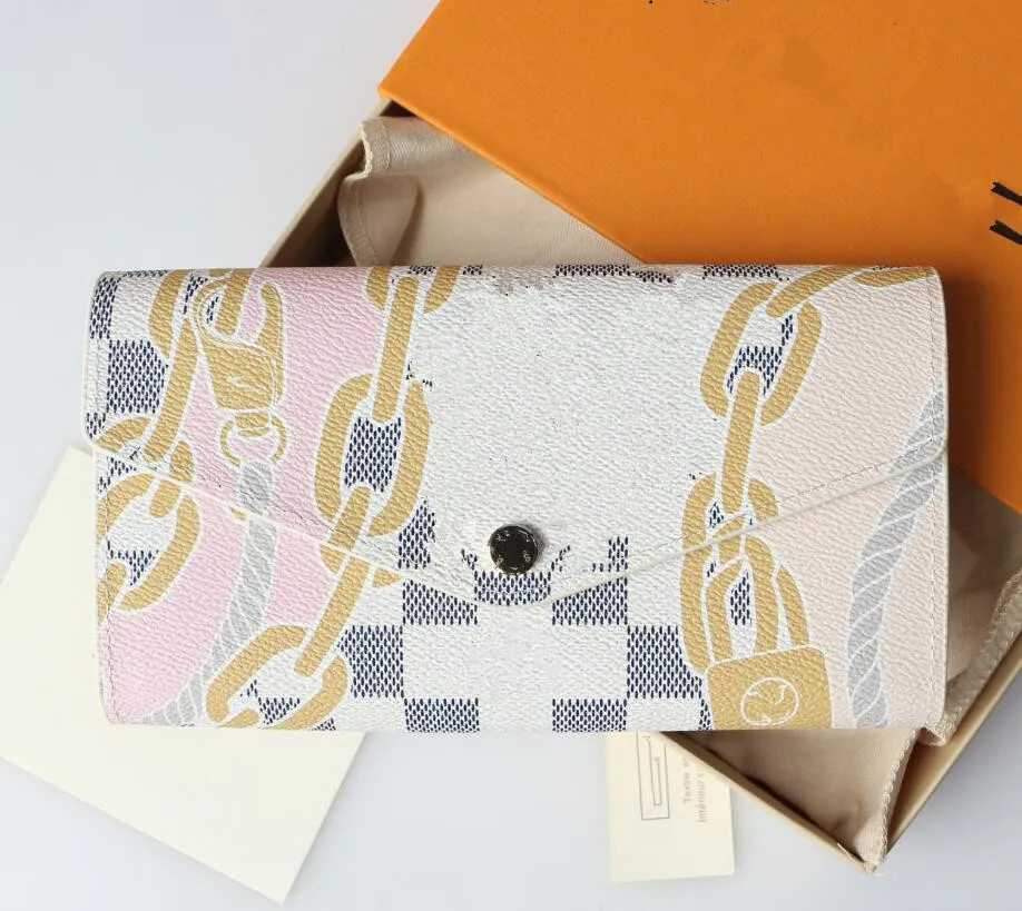 Limited Edition Chain Plaid Unisex Wallet Luxury Brand Hasp Women Clutch Bags Zippy Wallet Shoulder Bags Mens Long Storage Wallet Purses Card Holders Wallets M40468