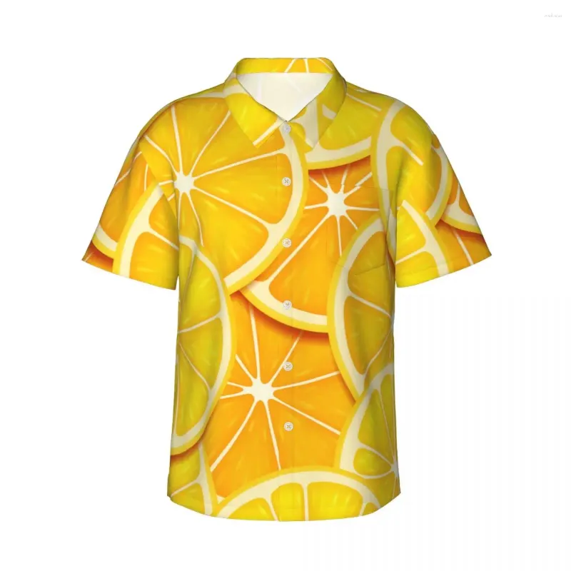 Men's Casual Shirts Short-sleeved Shirt Textures Lemon Slices Bright T-shirts Polo Tops