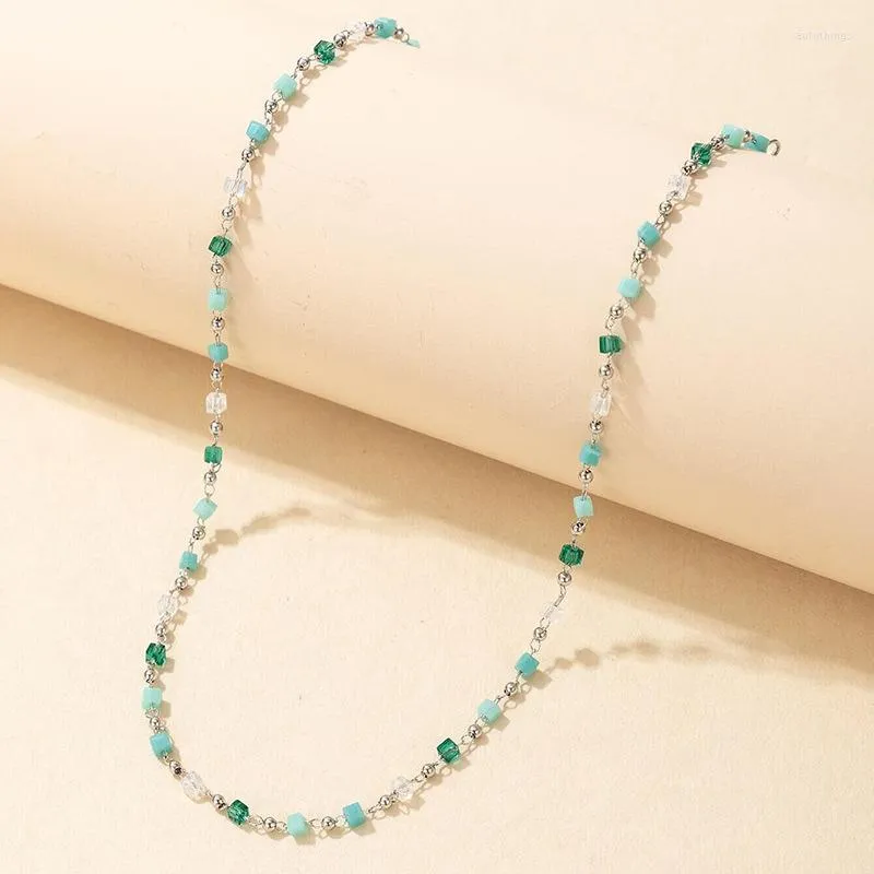 Ketens skysuk in mode zomer sieraden op de nek streng ketting turquoise kleur vierkant kralen choker keten accessoires