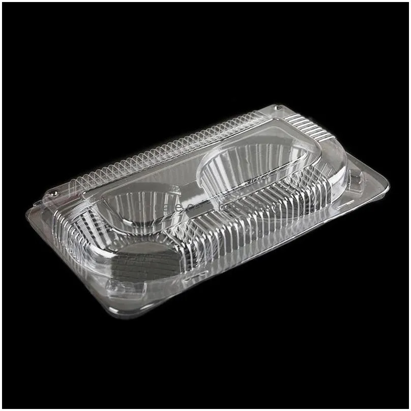 pvc material plastic cookie containers plastic boxes two/four tart boxes transparent cake box baking tools wholesale lx2669