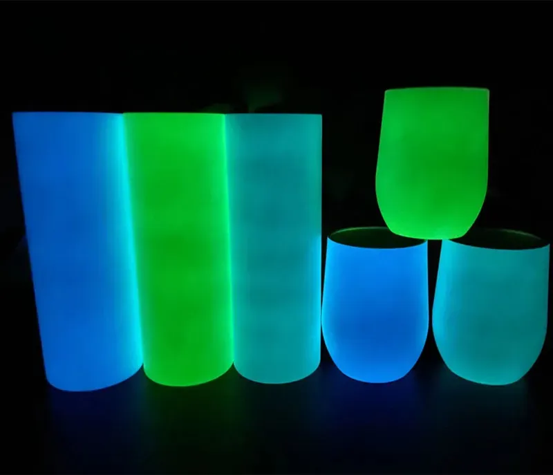 sublimation wine tumbler glow in the dark wine tumblers 12oz Dazzling wine glassess with Luminous paint Luminescent staliness steel egg cup