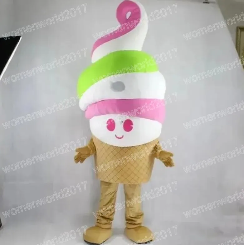 Halloweenowa kolorowa lody Mascot Costume Symulacja Kreskówka Stroje postaci garnitur dla dorosłych rozmiar stroju unisex urodziny