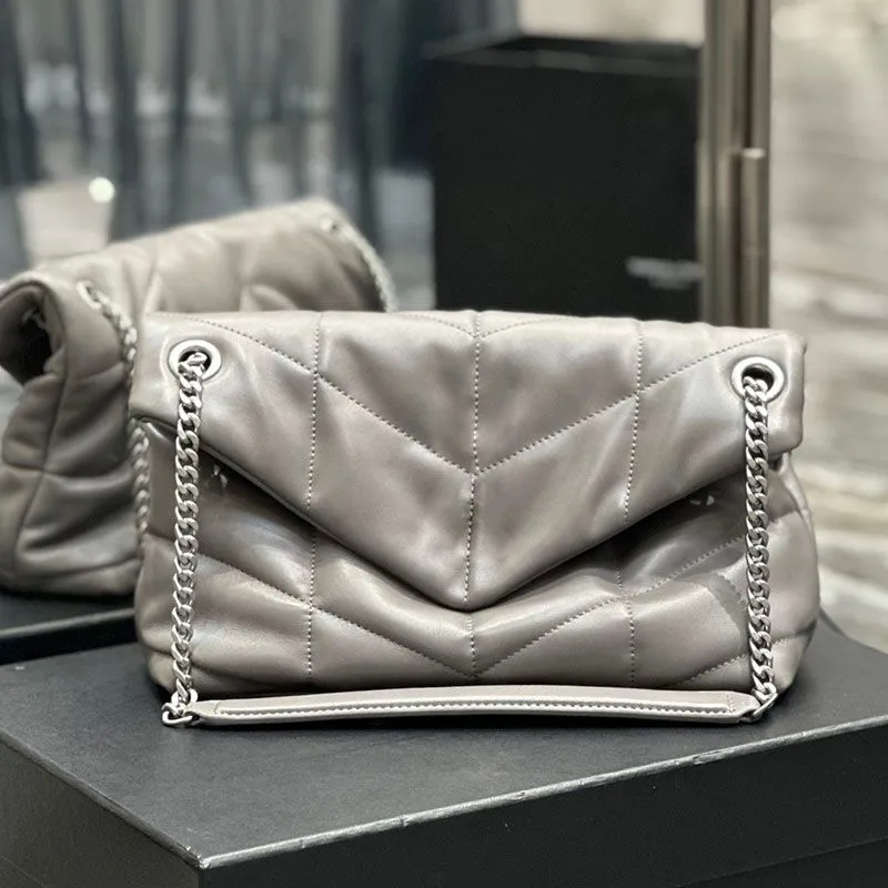 NAARIIAN Quilted Crossbody Bag For Women - Puffy Shoulder Bag With Guitar Strap, Silver Medium Size 8 thumbnail image