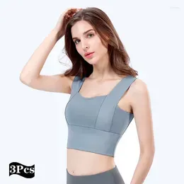 Yoga Outfit 3Pcs Sports Bra Wear Top Crop Padded Events Underwear Fitness Seamless Sportswear Vest Running Quality Off-Shoulder Push-Up