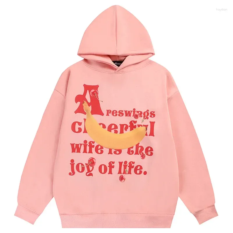 Sweats à capuche pour hommes Streetwear américain Y2K Super manteau surdimensionné lettre banane imprimé sweat à capuche pour femme mode Punk Harajuku Couple hommes vêtements