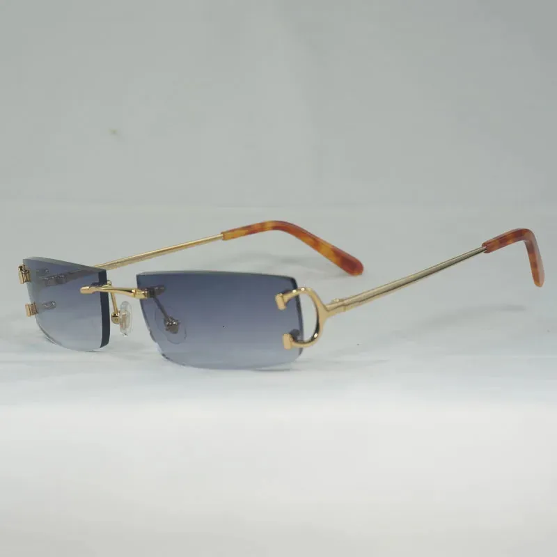 Güneş gözlüğü vintage küçük lens c tel erkekler açık hava kulübü net gözlükleri çerçeve gölgeleri 231121 için kenarsız kare güneş glasse
