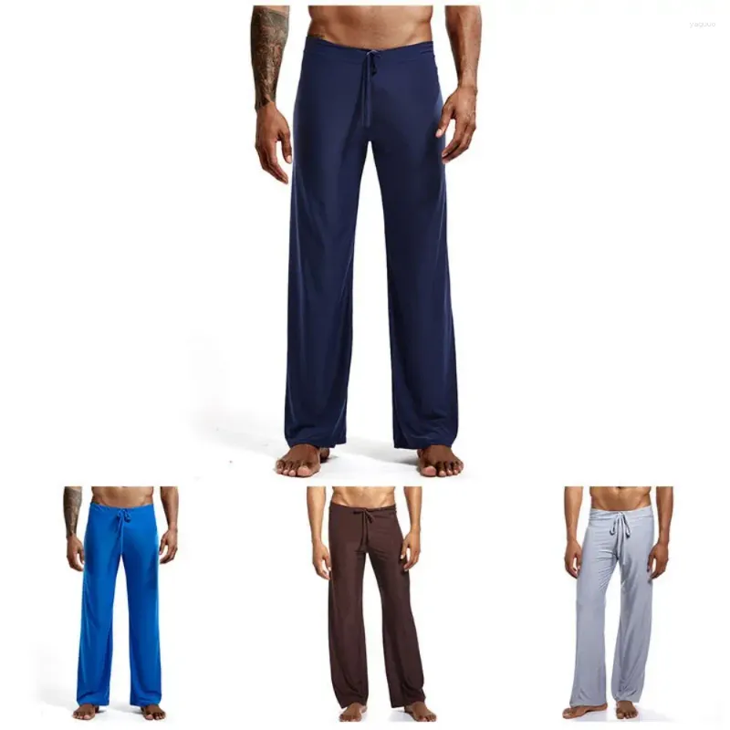 Men's Pants Sports Casual Home Yoga Suit Ice Silk Fabric Long Johns Straight Leg