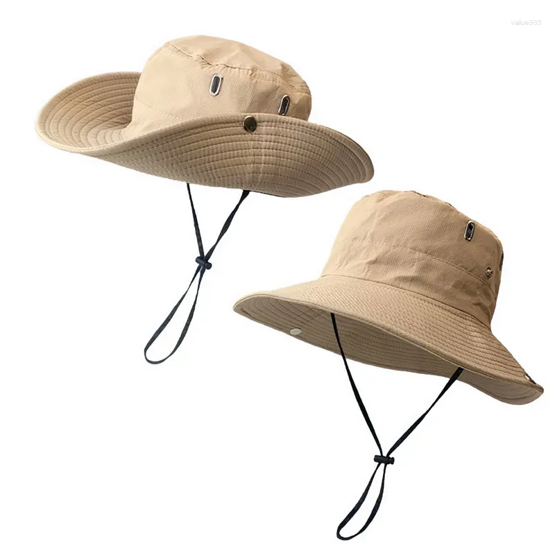 Berets moda verão balde chapéu ao ar livre proteção solar chapéus para homens mulheres cowboy viseira pesca ciclismo anti-uv