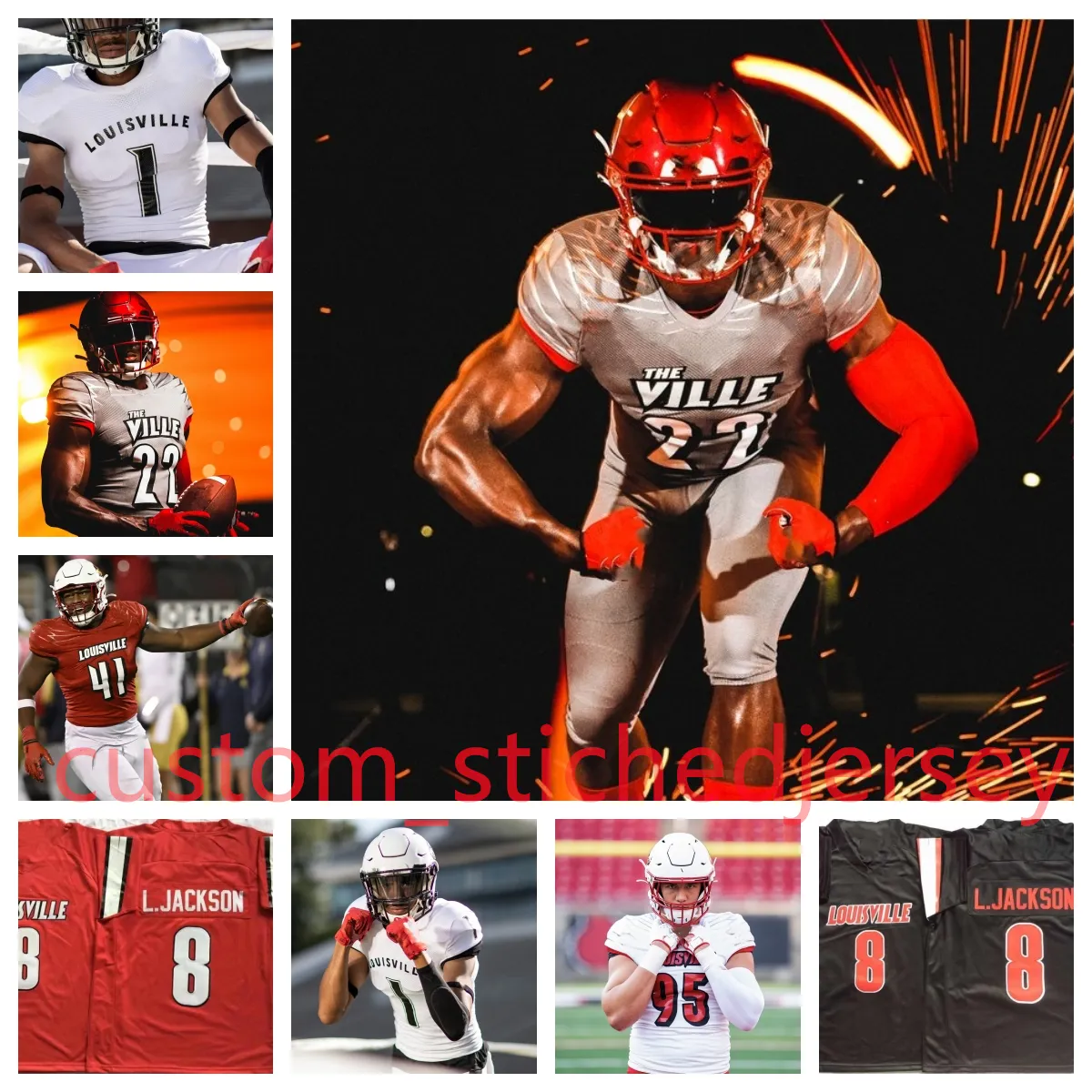 Selah Brown Nathan McElroy Maillots de football personnalisés des Cardinals de Louisville Caleb Chandler Sam Vaulton Dee Wiggins Popeye Williams Bryan Hudson Benjamin Perry Jeunes