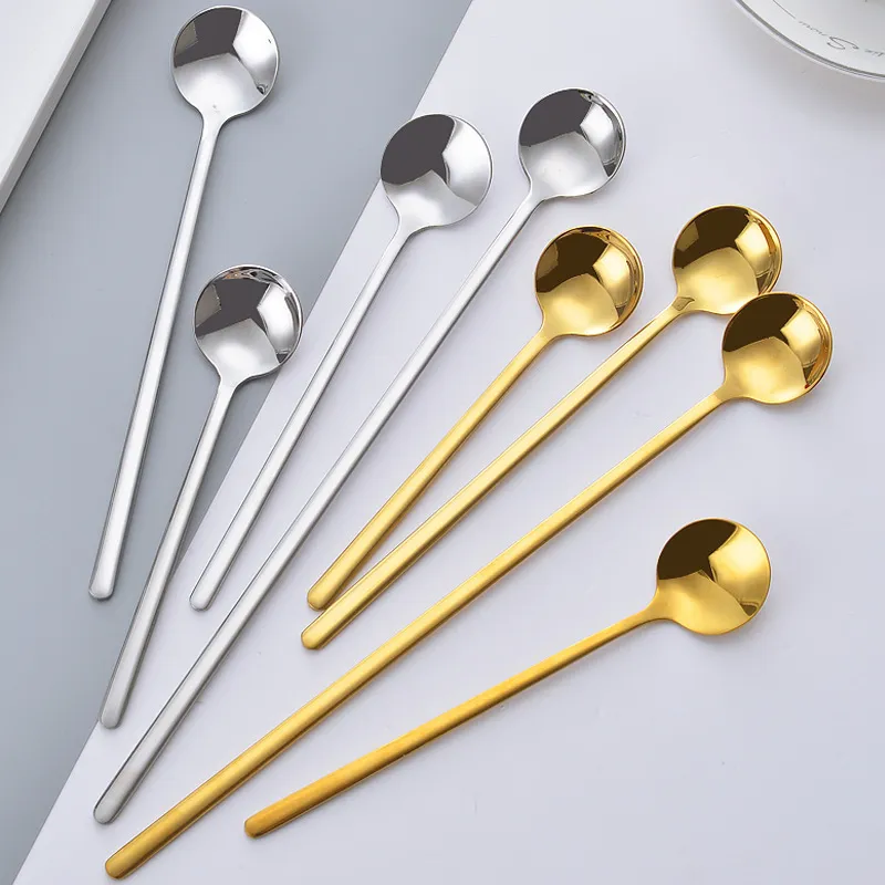 Dessert Spoon matklass Rostfritt stål guld teskedar för vardagliga middagar