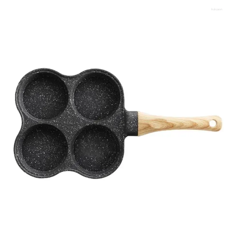 Casseroles 4 tasses de poêle à œufs antiadhésives avec anneau anti-brûlure en acier inoxydable, cuiseur facile à nettoyer pour crêpes