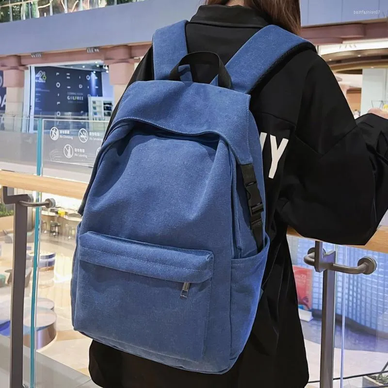 Bolsas escolares Canvas Woman Backpack Korean Girls Bag para estudantes adolescentes meninos homens laptop Rucksack School Schous Mochila