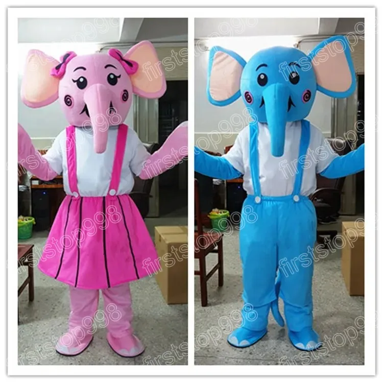 Costume da mascotte elefante adorabile di Halloween Personaggio a tema anime dei cartoni animati Costume da adulto unisex per feste di Natale