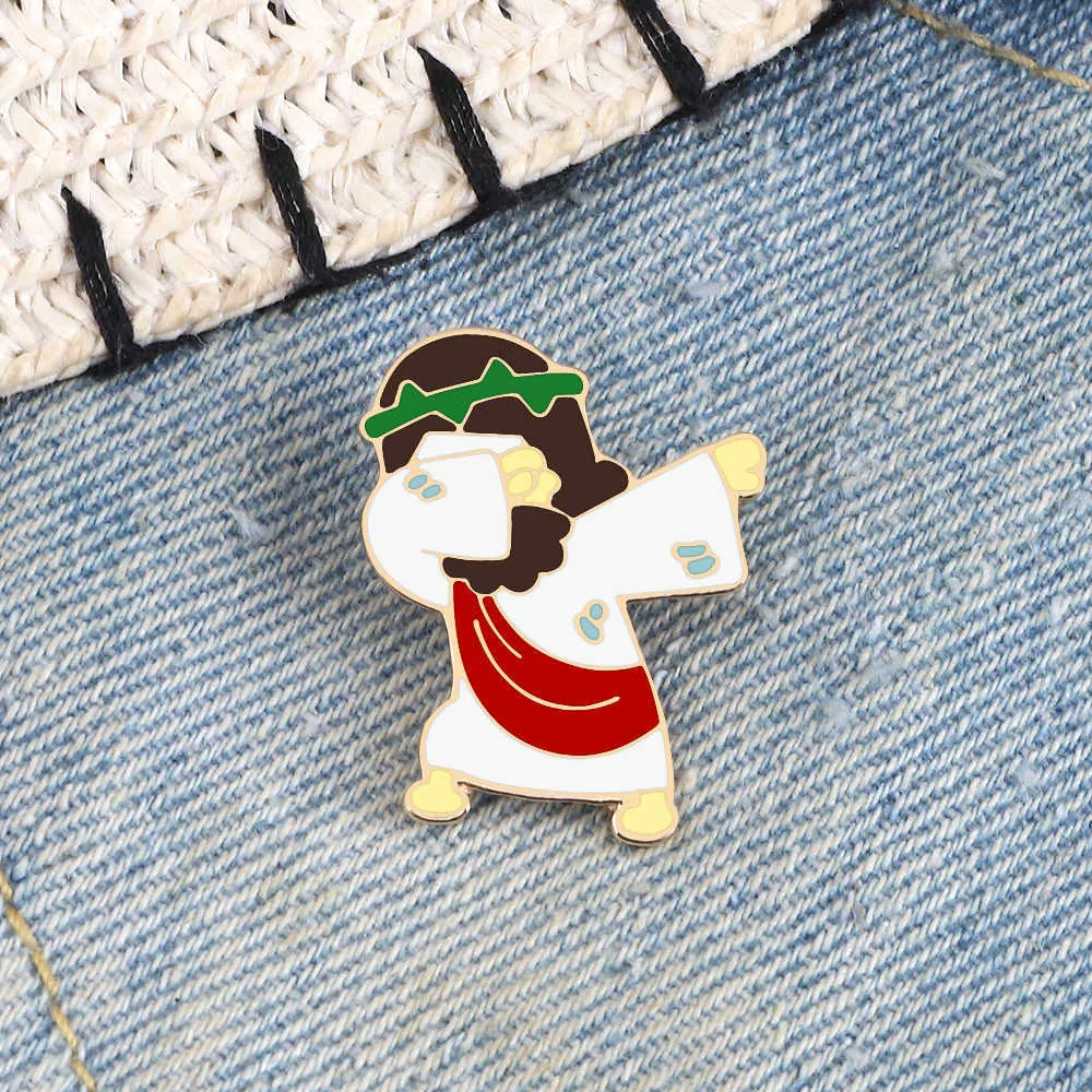 Pins broches Jezus Messias shirt revers pins stripfiguur personage broches email christelijk geloof badge kleren tas sieraden cadeau voor vriend z0421