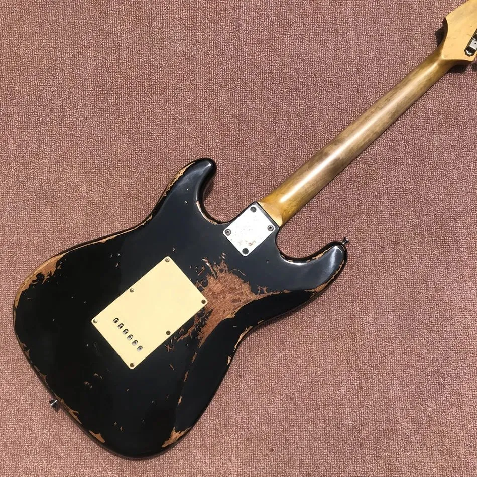 Guitare électrique classique Custom Shop Heavy Relic Eric Clapton Signature, guitare relique noire personnalisée vieillie