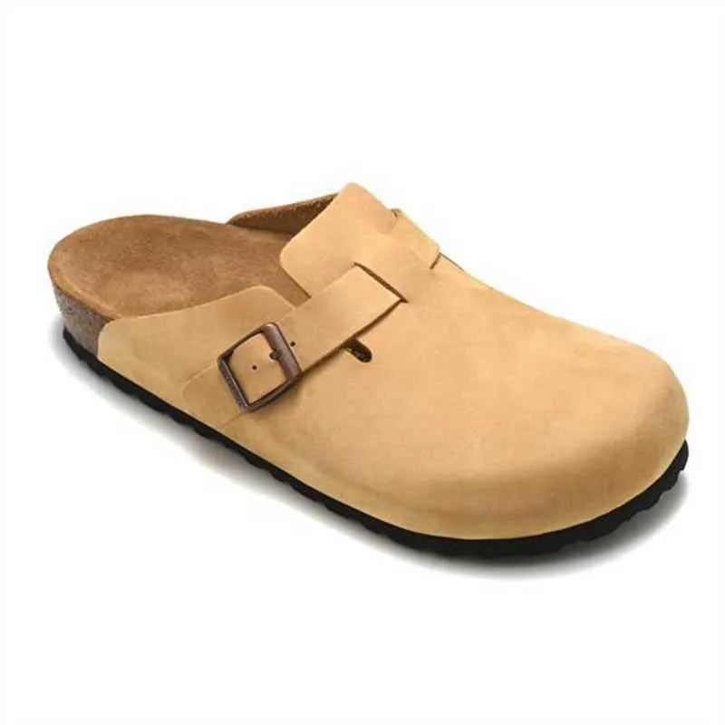 Designer Boston Summer Cork Flat Slippers Fashion Leather Slide Favourite Beach Sandals Casual Shoes Clogs for Women Men  Mayari