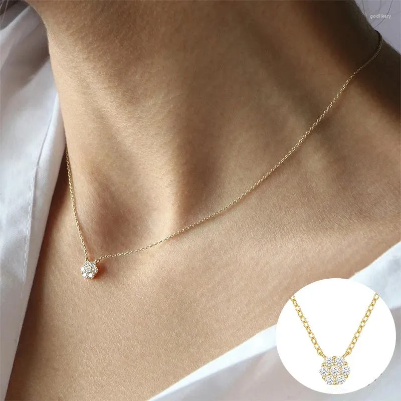 Kettingen 925 Sterling Zilver Zirkoon Geometrische Ketting Voor Vrouwen Meisje Eenvoudige Ronde Fijne Ketting Ontwerp Sieraden Party Gift Drop