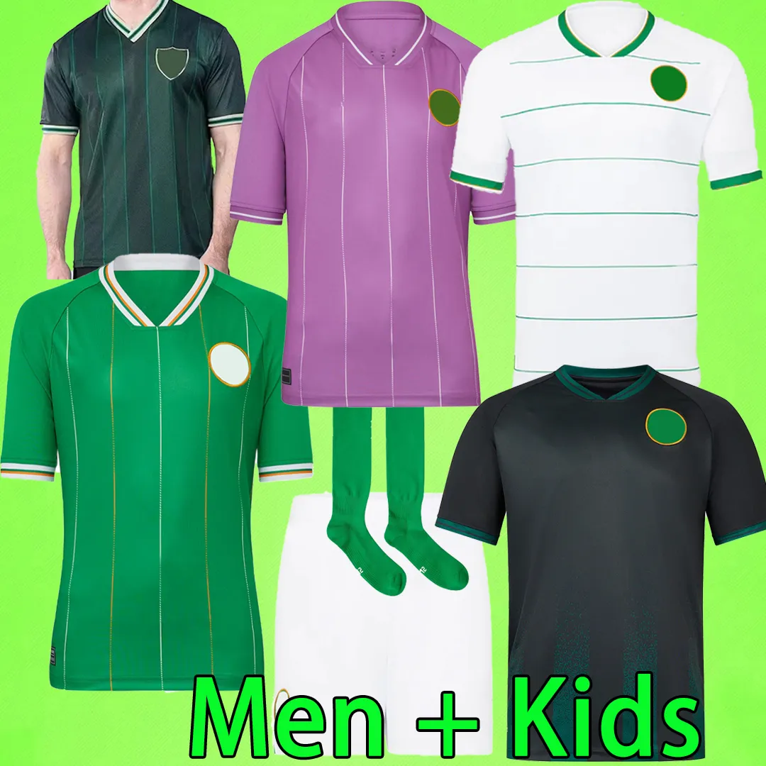 23/24 Irlandia koszulka piłkarska mężczyzn Zestaw dla dzieci Doherty Duffy bramkarz Egan Brady Keane Hendrick McClean Football Shirts Boys Mundur Home Away Green White Pink 2023 2024
