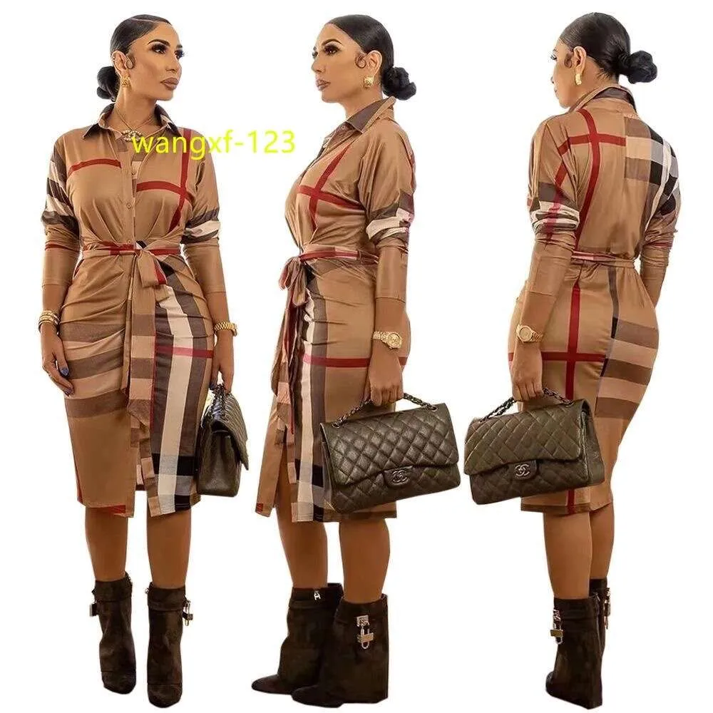 2023 European and American famous brand luxury women's clothing autumn and winter elegant mid-length sexy dress (including belt)