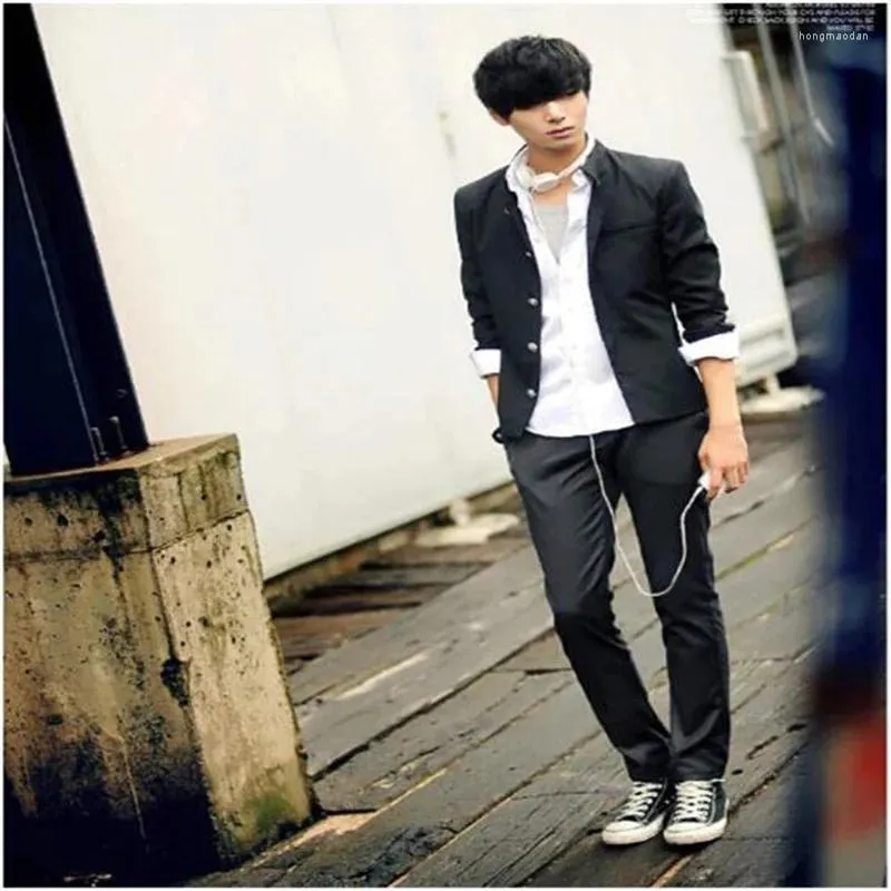 Men's Suits Men Blazer Jackets 2023 Spring Black Slim Tunic Jacket Single Breasted Japanese School Uniform College Coat