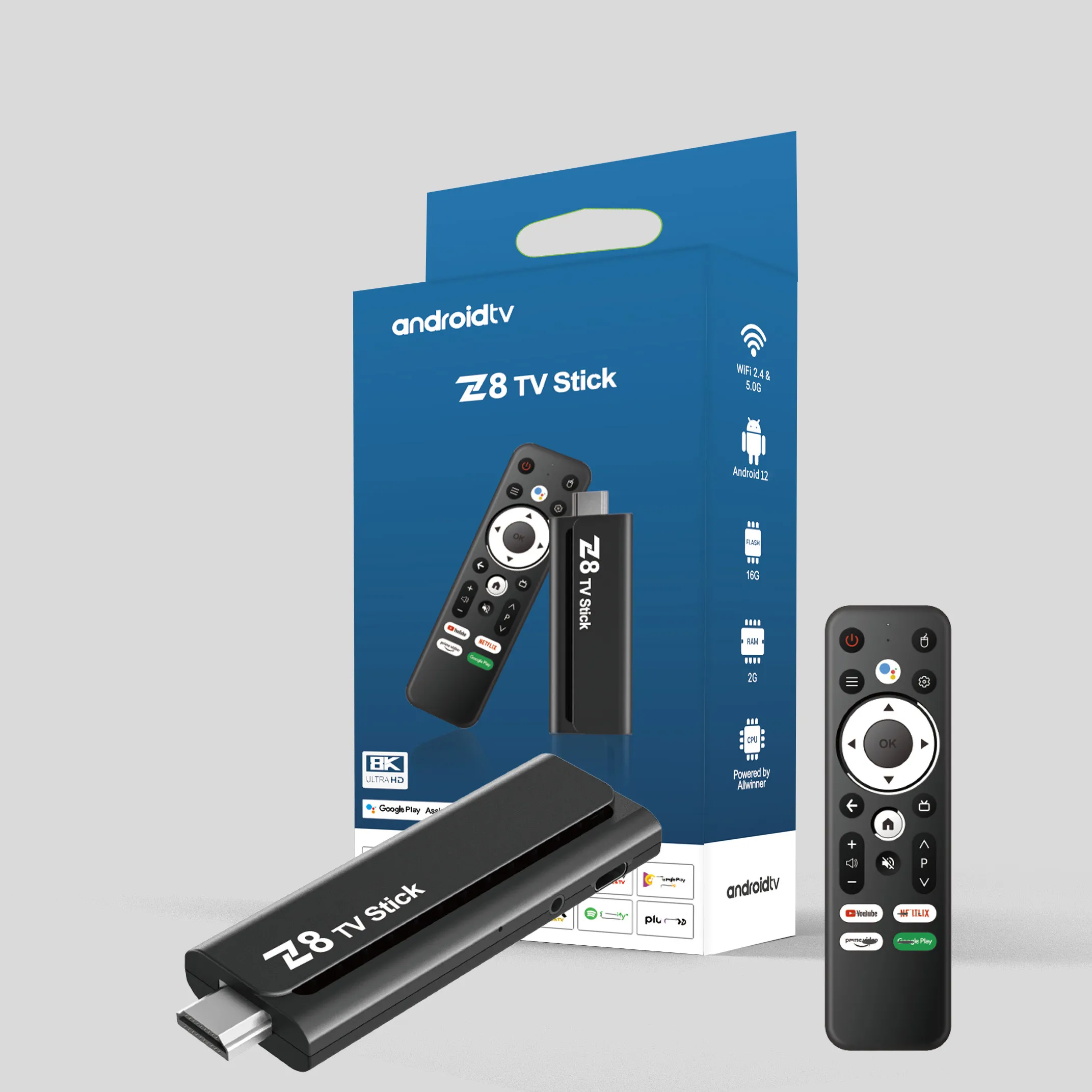 새로운 4K ATV Z8 TV 스틱 Dongle Android 12 Allwinner H618 Amazo 4K Fire TV Stick Media Android로 쿼드 코어