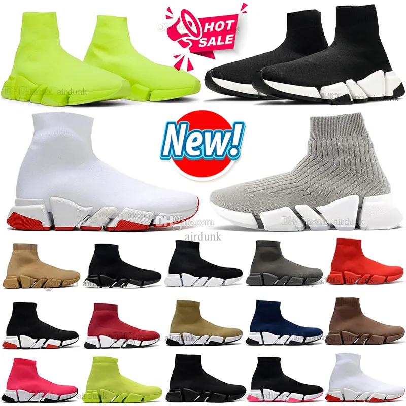 Designer socks shoes casual shoes speed 2 Trainers Knit Platform women men speeds runner flat platform Fashion Black White Red Beige Pink womens paris Sneakers