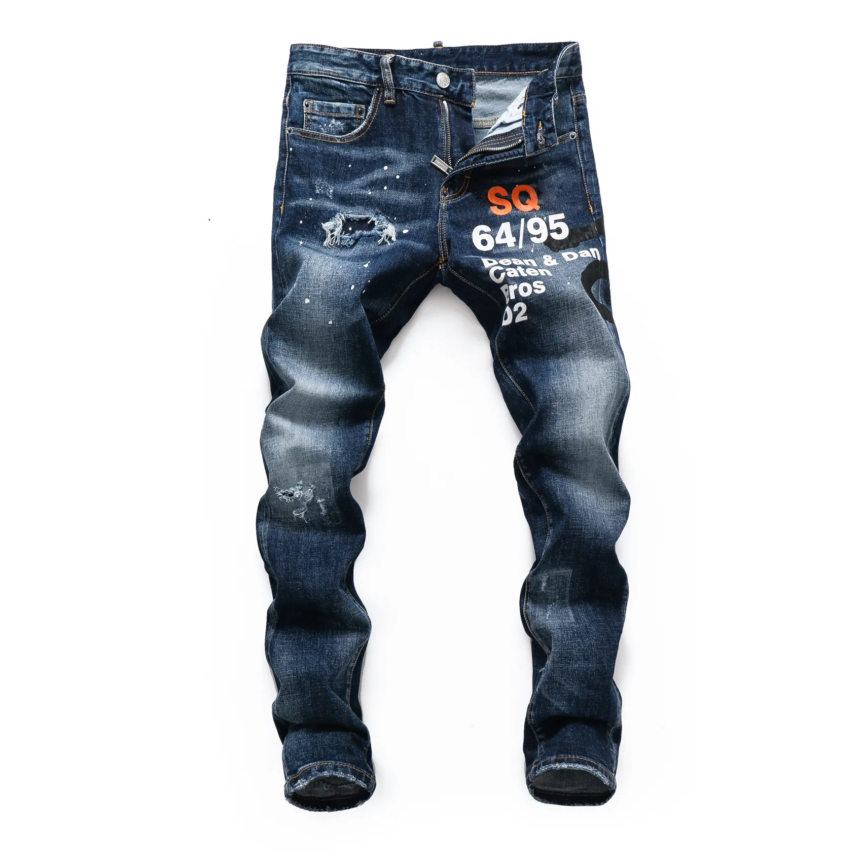 DSQ Phantom Turtle Men 's Jeans Mens 이탈리아 디자이너 청바지 스키니 찢어진 멋진 사람 인과 구멍 데님 패션 브랜드 피팅 청바지 남성 세탁 바지 65274