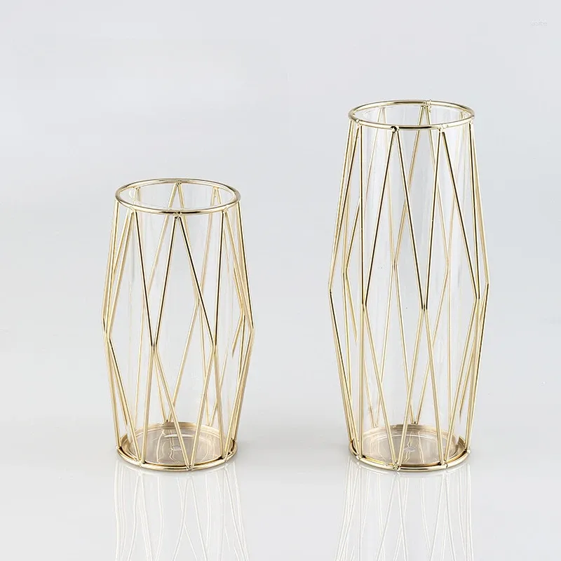 Vasos Home Nordic ferro ouro vaso de vidro sala de estar mesa de estudo decoração flor seca hidropônica