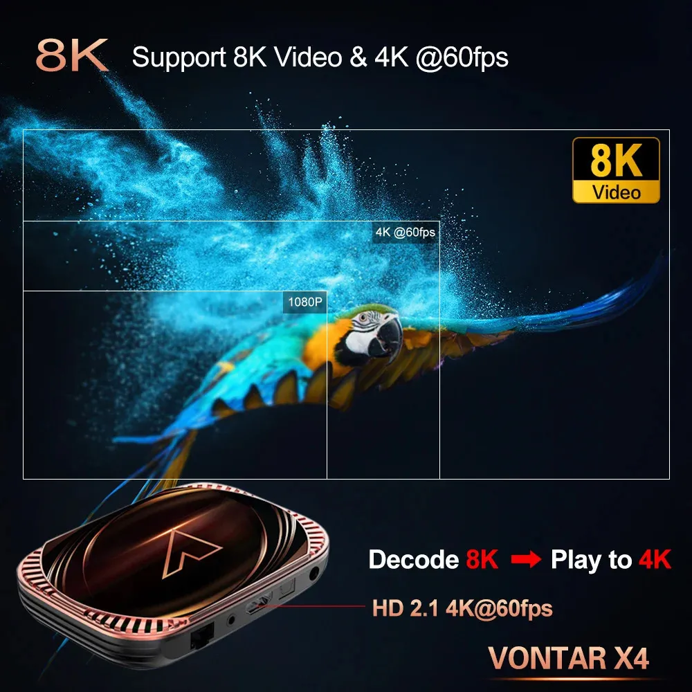 Set Top Box VONTAR X4 Amlogic S905X4 Smart TV Android 11 4GB 128G 32GB 64GB  Wifi BT AV1 Media Player TVBOX 4K 1000M Top Box 231121 From Tie04, $48.15