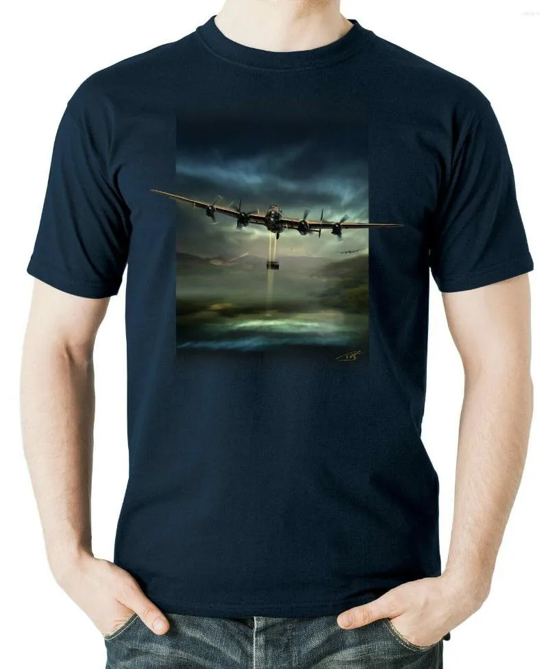 メンズTシャツダムバスターランカスターヘビーボンバーTシャツ航空をテーマにした夏のコットンショートスリーブOネックメンズシャツS-3XL