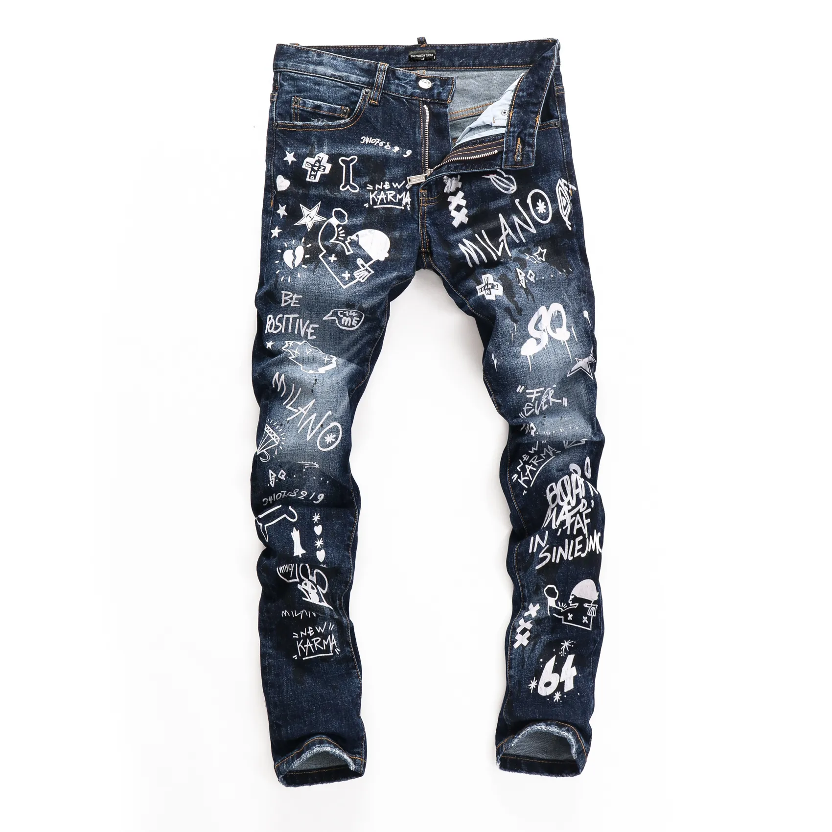 DSQ PHANTOM TURTLE Herren Jeans Herren Italienische Designer Jeans Skinny Ripped Cool Guy Causal Hole Denim Fashion Brand Fit Jeans Herren Washed Pants 65272