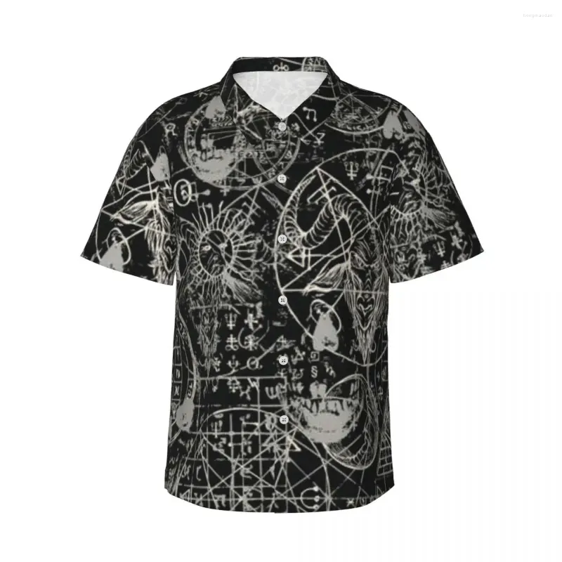 Men's Casual Shirts Shirt Goat Head Skulls Occult Esoteric Short Sleeve Tops Lapel Summer