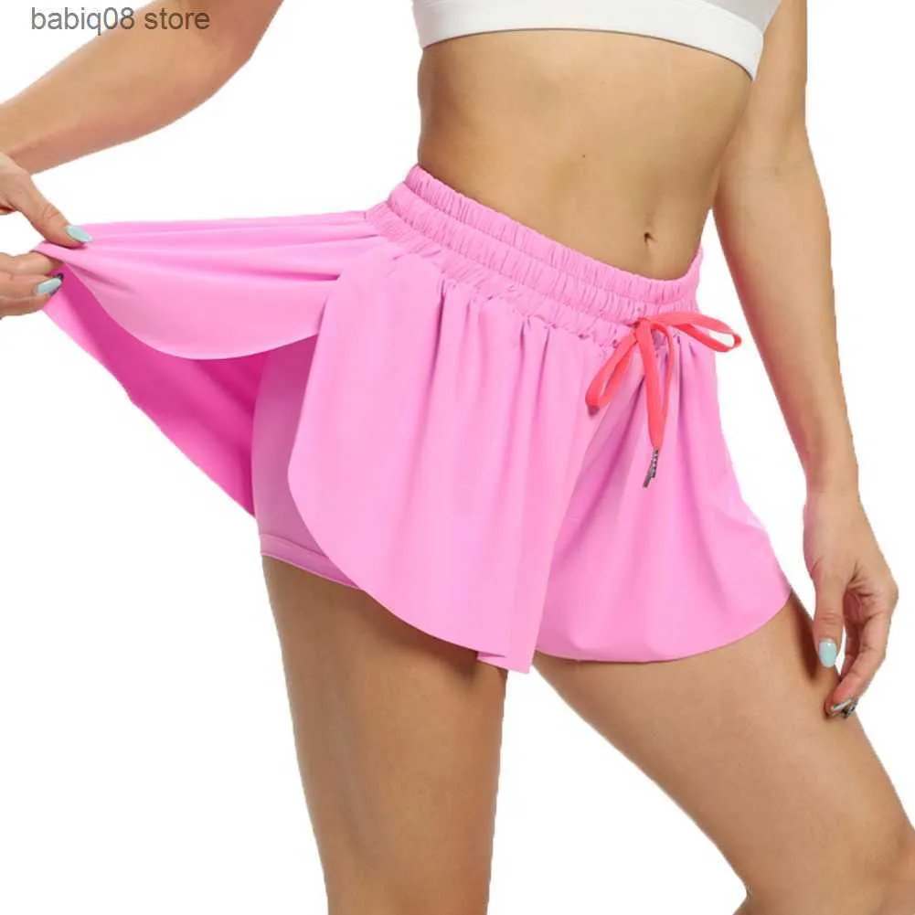 Yoga outfit kvinnors yogasort plus storlek som kör tennis golf maraton fitness sport gym kort byxor mini het kjol 2 i 1 sexig kort kjol t230421