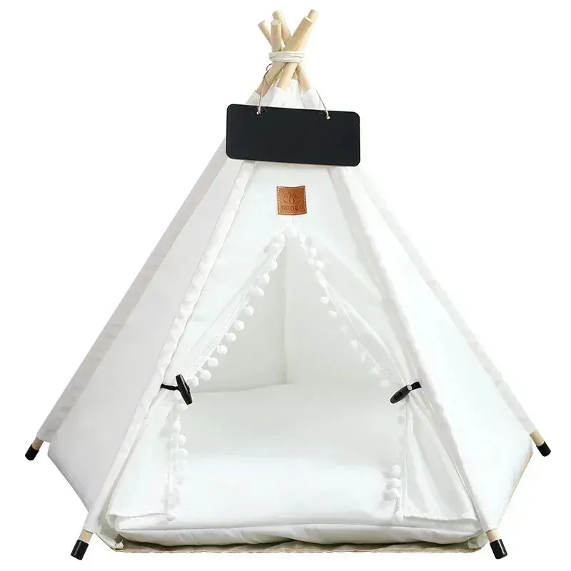 kennels pens Pet Teepee tent suitable for cats and dogs portable detachable washable dog house indoor with mat blackboard cat bed 231120