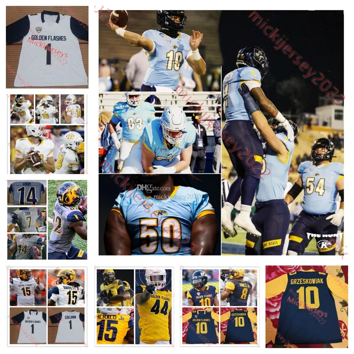 Kent State Golden Flashes Jersey Lavonte Gater Brad George Andrew Glass Cameron Golden Gus Goodell Jahmad Harmon CJ Harris zszyty Kent State Jerseys