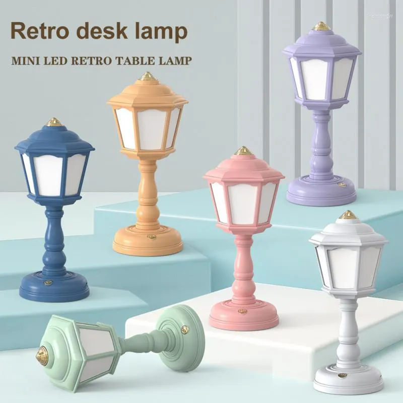 Lâmpadas de mesa Retro Led de mesa LED Lâmpada USB Carregamento Mini luzes noturnas Presente criativo Touch Touch