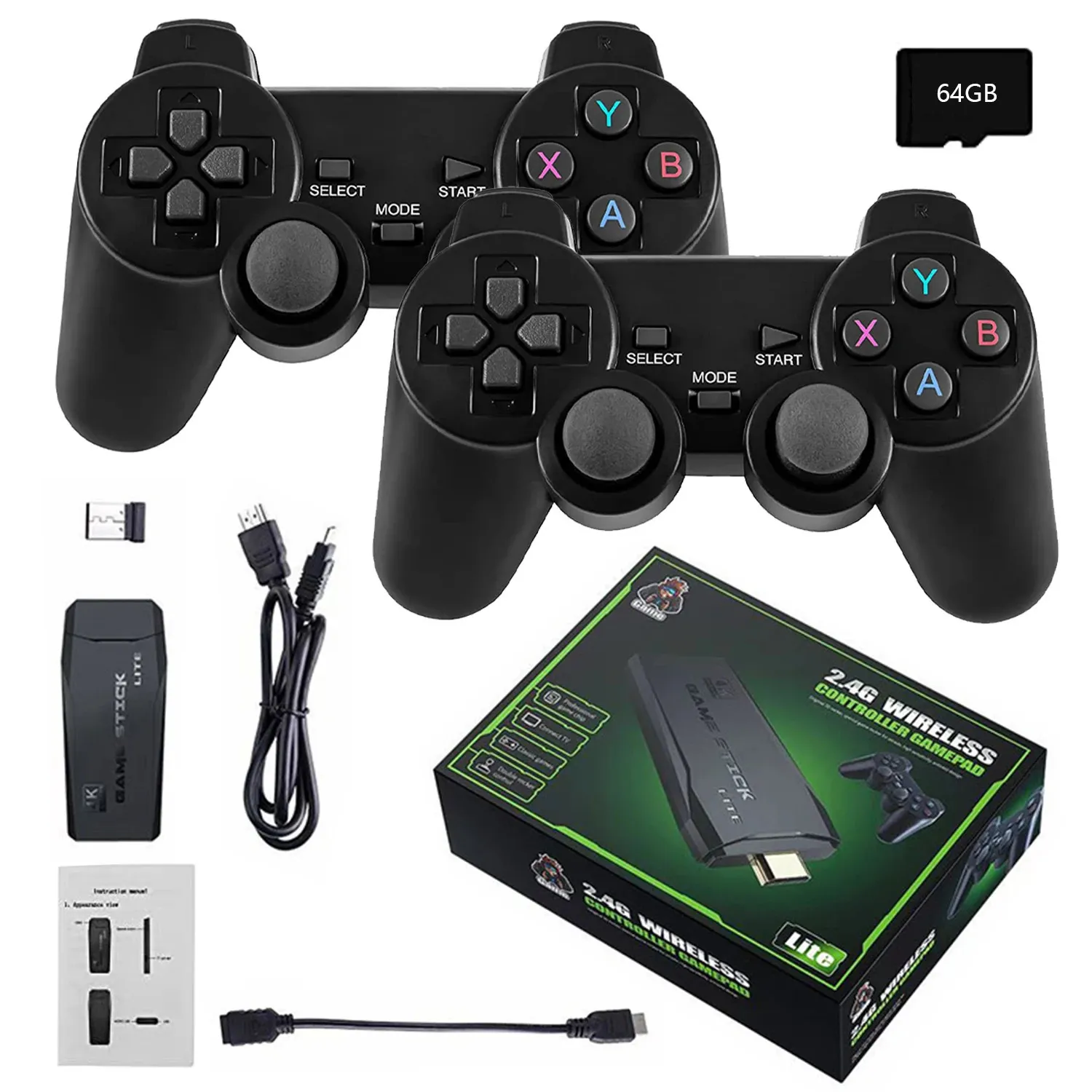 Game Controllers Joysticks 4K video game console 24G dual wireless controller stick suitable for PS1 10000 games 64GB vintage boy Christmas gift 231120