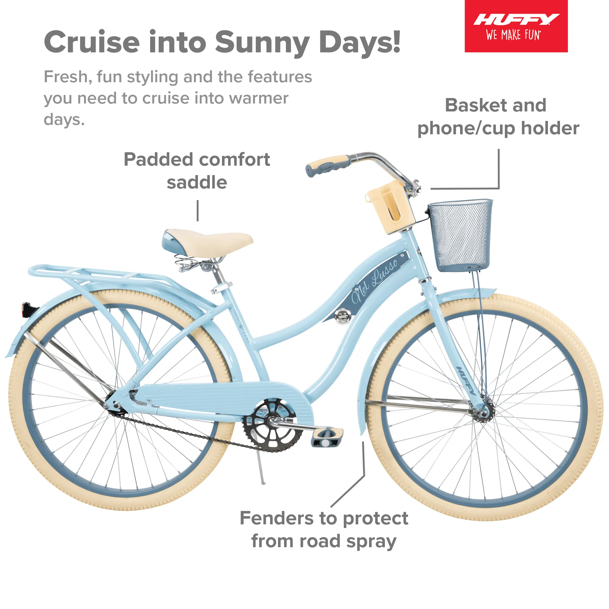 Light blue cruiser online bike with basket