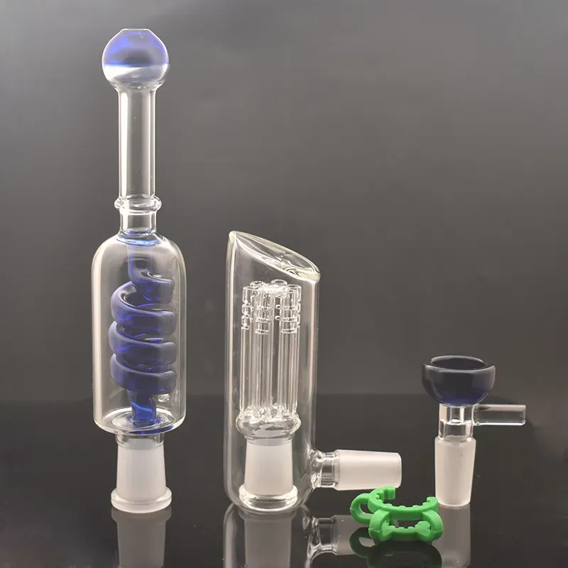 Hammer Glass Oil Burner Bong 6 ramię perkolator spiralny filtr Spiral Portable banlancer rur palenia Bubbler Rethler Ice Catcher z 14 mm mężczyzn LL