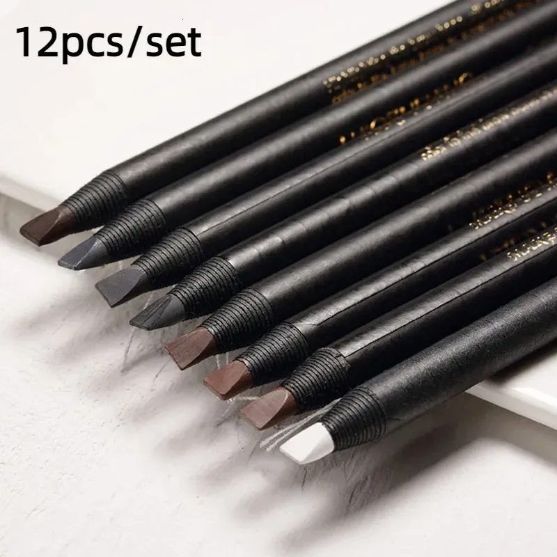 Eyebrow Enhancers 12 crayon à sourcils blanc stylo cosmétique brosse pour fard à paupières teinte de tatouage naturelle longue durée ensemble de maquillage de sourcils imperméable beauté 231120