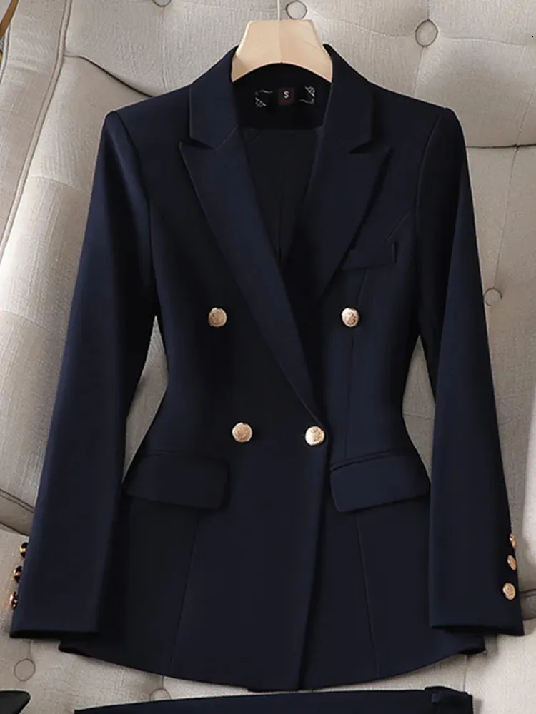 Womens Suits Blazers Gray Navy Black Formal Blazer Women Ladies Female Long Sleeve Single Breasted Solid Work Wear Jacket 231121 From 84 56 DHgate
