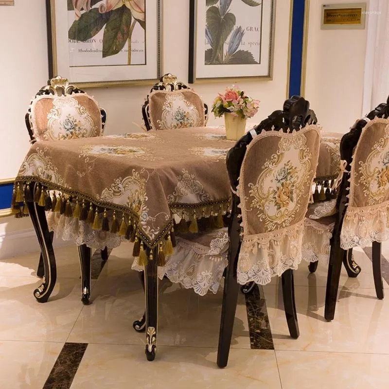Nappe de table en dentelle brodée, Noble, luxe, marron, européen, confortable, antidérapante, housse de chaise pour mariage, A1