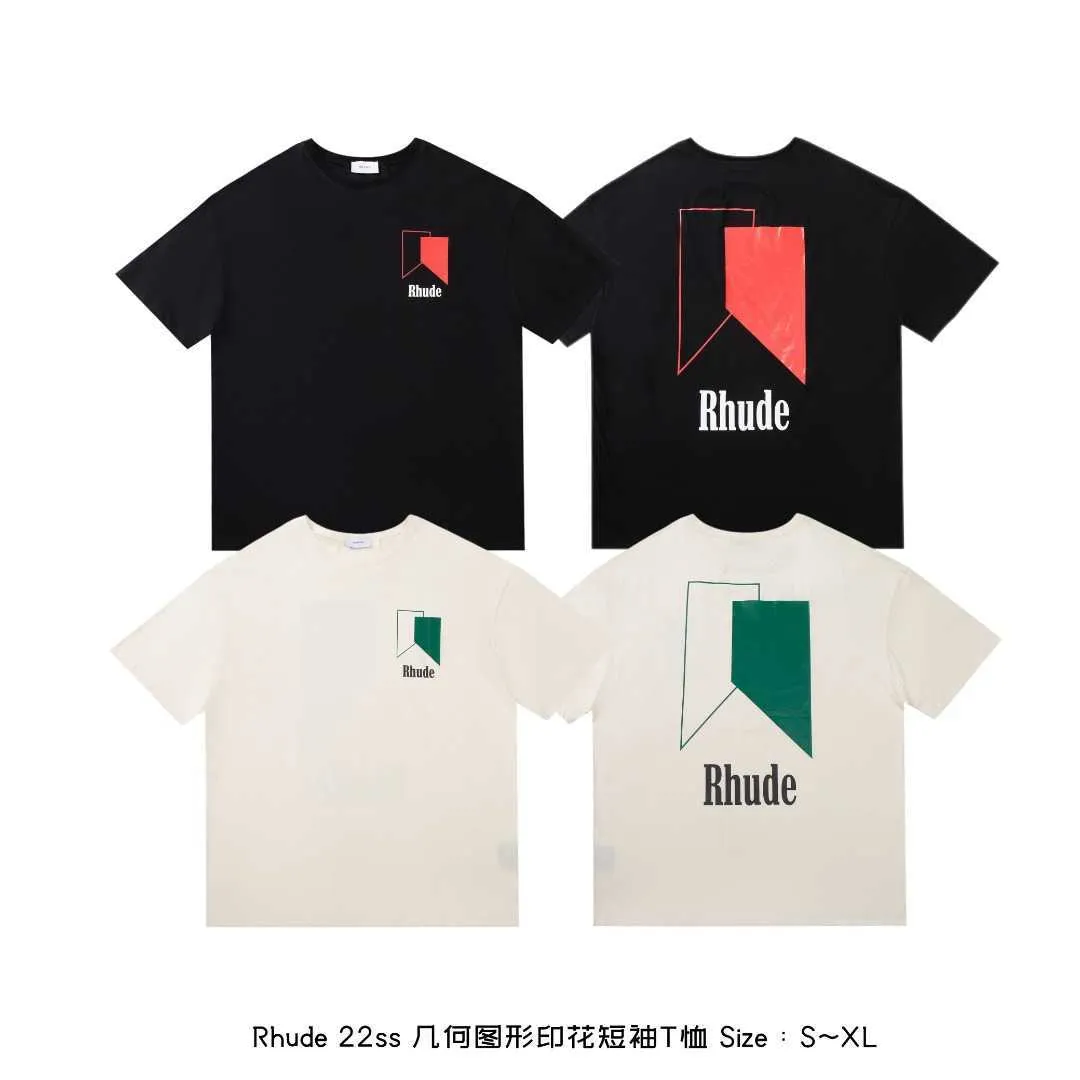 デザイナーファッション衣類 Tシャツ Tシャツアメリカンニッチトレンディ Rhude 夏新幾何学カップルハイストリートルーズラウンドネック Tシャツトップス綿ストリート