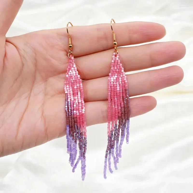 Pendientes colgantes YASTYT Mujeres nativas americanas Boho Verano Playa Miyuki Cuentas Pendientes de borla larga Joyería 2023 Anillos de oreja tejidos hechos a mano