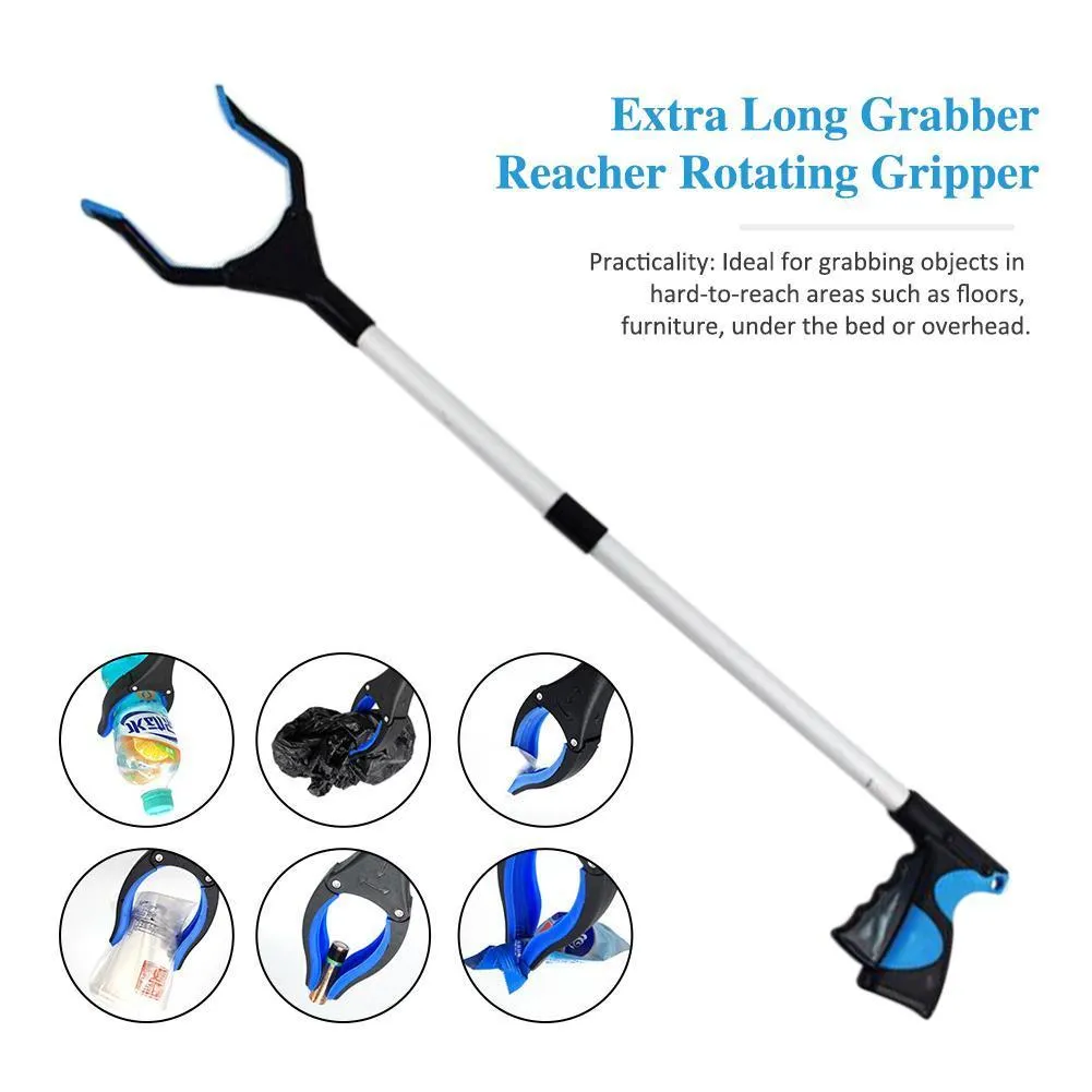 Brooms Dustpans Long Grabber Reacher Rotating Gripper Arm Hand Stick