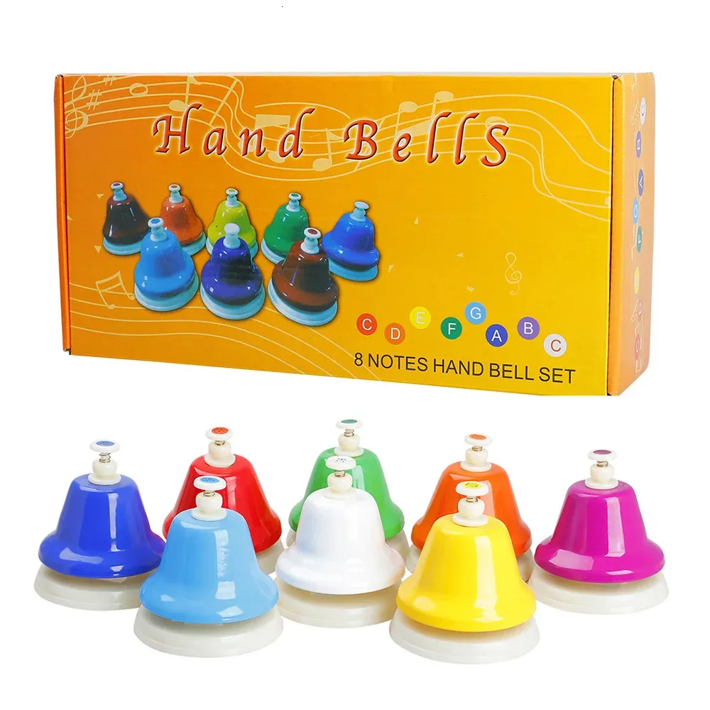 Autres articles de sport Orff Musical Instrument Set Handbell Coloré 8Note Main Bell Enfant Musique Jouet Bébé Éducation Précoce Beau Cadeau De Noël 231121