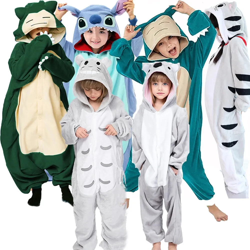 Pajamas Kids Kigurumi Pajamas Fleece Children Overalls Baby Animal Full Body Onesie Sleepwear Girls Halloween Cosplay Costume 231120