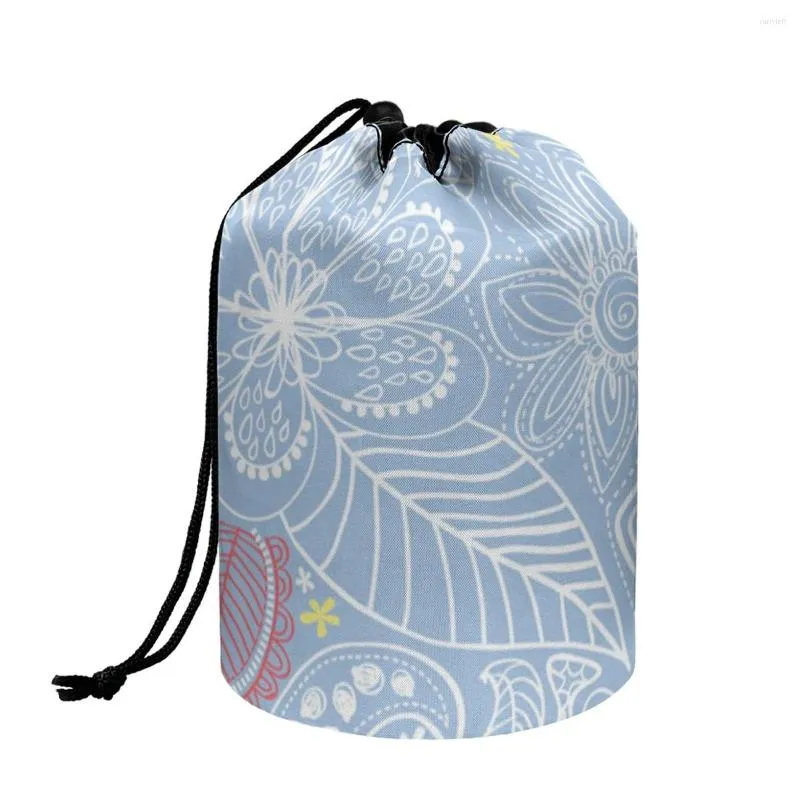 Bolsas de cosméticos FORUDESIGN, neceser de moda, maquillaje de viaje, estampado de flores y hojas frescas, perezoso con cordón para niña