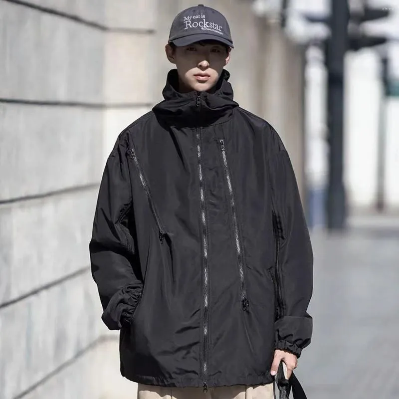 Men's Jackets 2023 Autumn Winter Multi Zippers Punk Hip Hop Men Women Street Casual Techwear Windbreaker Waterproof Coats