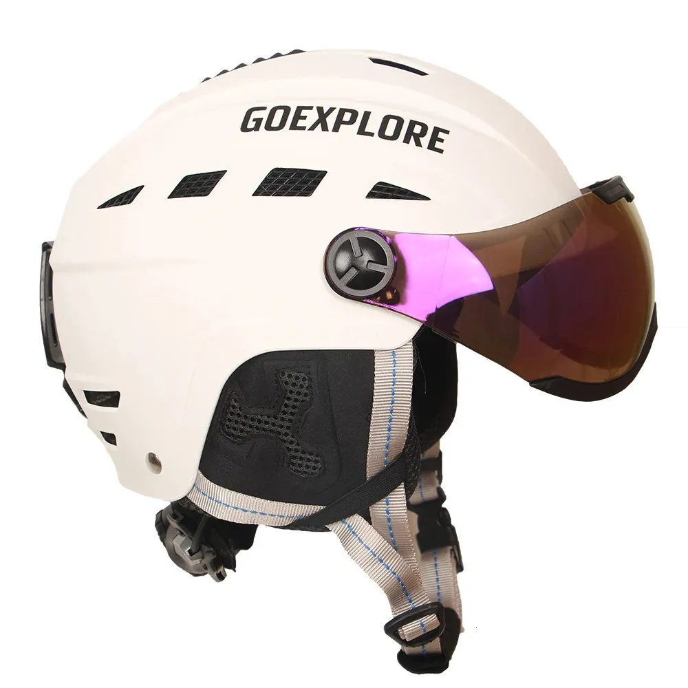 Capacetes de esqui Goexplore Snowboard Capacete com viseira Adulto Integralmente Ultraleve Outdoor Ski Snow Skate Capacete de Segurança Homens Mulheres 231120